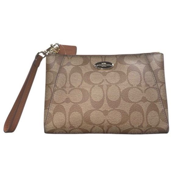 Coach Signature Tan Wristlet Clutch - Picture 8 of 9